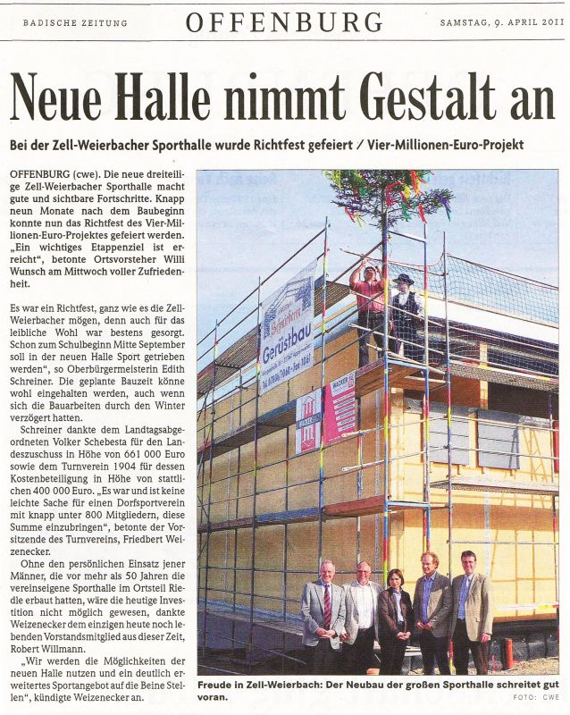 Richtfest neue Sporthalle